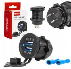 AMiO , Dupla Usb Aljzat, Beépíthető, Vízálló, 12/24V (0504217) (0504217) - aqua