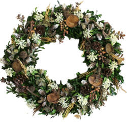  Bukszus Ajtókoszorú - 50 cm, Kézzel Készített, Természetes Dekoráció