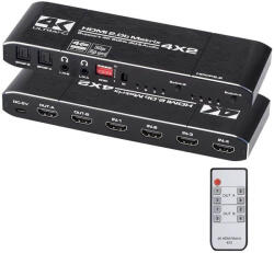 Thunder Audio Thunder Germany HMX-412, HDMI mátrix, elosztó és kapcsoló + kettős audió leválasztó (4×2)