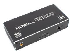 Thunder Germany Thunder SPL-126, 1×2 HDMI 4K elosztó, audió leválasztó (HDR) (616-F6A)