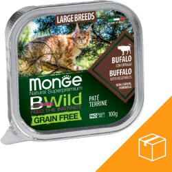 Monge BWild Gabonamentes Alutálcás Macskaeledel Nagytestű Macskáknak (Bölény és Zöldségek) - 32x100 g