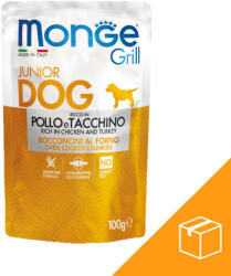 Monge Grill Puppy & Junior Alutasakos Kutyaeledel (Csirke & Pulyka) - 24x100 g
