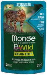 Monge BWild Sterilised Gabonamentes Alutasakos Macskaeledel (Tonhal, Garnéla és Zöldségek) - 85 g