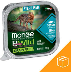 Monge BWild Sterilised Gabonamentes Alutálcás Macskaeledel (Tonhal és Zöldségek) - 32x100 g