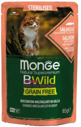 Monge BWild Sterilised Gabonamentes Alutasakos Macskaeledel (Lazac, Garnéla és Zöldségek) - 85 g