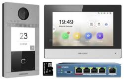Hikvision IP kaputelefon szett - DS-KIS604-S (DS-KV8113-WME1, DS-KH6320-WTE1, DS-3E0105P-E/M, 16GB microSD kártya) (DS-KIS604-S) - mystock