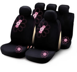 Bottari Üléshuzat, univerzális fekete-rózsaszín, virágos, hímzett, Bottari My Spring Flower