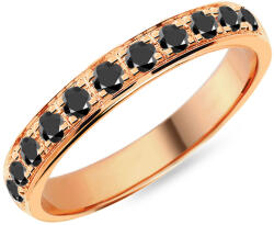  Női karikagyűrű fekete gyémántokkal 3, 2 mm, rosé arany IZKR021R-F-B