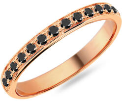  Női karikagyűrű fekete gyémántokkal 2, 5 mm, rosé arany IZKR019R-F-B
