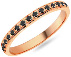  Női karikagyűrű fekete gyémántokkal 2, 3 mm, rosé arany IZKR018R-F-B