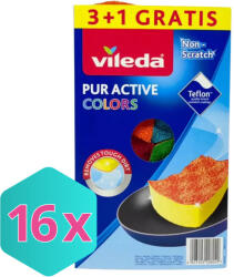 Vileda Pur Active COLORS mosogatószivacs 3+1 KARTON - 16 db (K4023103208049)
