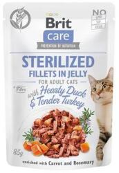 Brit macska Tasak Sterilized Fillets in Jelly szívvel teli kacsával & omlós pulykával 24 x 85 g