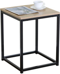 Intenso Home loft stílusú 40 x 40cm szögletes dohányzóasztal / éjjeli szekrény fém lábbal sonoma tölgy | Masszív fém váz (INT-CJ404050)