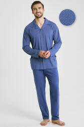 Taro Derek férfi gombos pizsama, kék, hosszú, 6XL