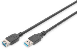 ASSMANN (AK-300203-018-S) 1.8m fekete USB-A 3.1 hosszabbító kábel