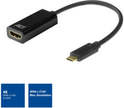 ACT USB-C 3.2 Gen1 / HDMI adapter kábel 0.15m fekete 4K ACT (AC7305)