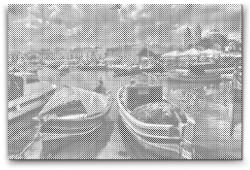  PontPöttyöző - Színes halászhajók Méret: 40x60cm, Keretezés: Műanyagtáblával, Szín: Zöld