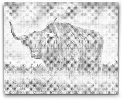  PontPöttyöző - Bika a legelőn Méret: 30x40cm, Keretezés: Keret nélkül (csak a vászon), Szín: Fekete