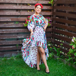 Ie traditionala Rochie eleganta asimetrica cu motive florale - Geta