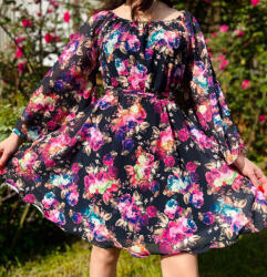 Ie traditionala Rochie din voal cu imprimeu floral Delia