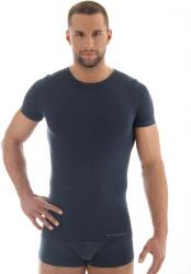 BRUBECK COMFORT WOOL Férfi rövid ujjú merinó gyapjú póló - Sötétkék - brubecksport