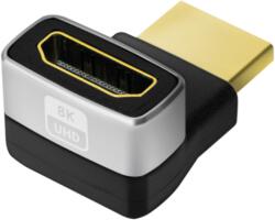 LogiLink ADAPTOR video LOGILINK, HDMI (T) la HDMI (M), conectori auriti, rezolutie maxima 8K (7680 x 4320) la 60 Hz, 270 grade, negru-gri, AH0007A (timbru verde 0.03 lei) (AH0007A)