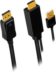 LogiLink CABLU video LOGILINK, HDMI (T) 1.4 + USB (T) la DisplayPort (T) 1.2, 1m, conectori auriti, rezolutie maxima 4K (3840 x 2160) la 30 Hz, plastic, triplu ecranaj, USB powered, negru, CH0090 (timbru verde