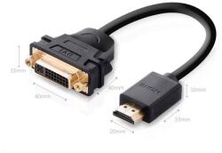UGREEN CABLU video Ugreen, HDMI (T) la DVI (M), rezolutie maxima FHD (1920 x 1080), conectori auriti, 0.2m, negru 20136 (timbru verde 0.8 lei)) - 6957303821365 (20136)