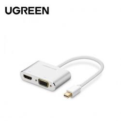UGREEN ADAPTOR video Ugreen, MD115, mini DP(T) la 1 x VGA(M) 1080P/60Hz si 1 x HDMI(M) 4K/30Hz, metalic, alb 20421 (timbru verde 0.8lei) - 6957303824212 (20421)