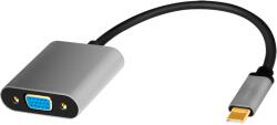 LogiLink ADAPTOR video LOGILINK, adaptor USB-C (T) la VGA (M), 0.15m, conectori auriti, rezolutie maxima Full HD (2048 x 1536), aluminiu, dublu ecranaj, negru-gri, CUA0104 (timbru verde 0.18 lei) (CUA0104)
