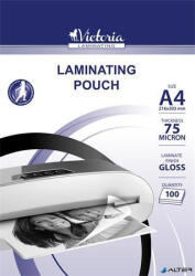 VICTORIA Meleglamináló fólia, 75 mikron, A4, fényes, VICTORIA OFFICE