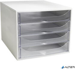 Exacompta Irattároló, műanyag, 4 fiókos, EXACOMPTA 'Ecobox Office', szürke-áttetsző (228323D)