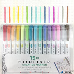 Zebra Szövegkiemelő készlet, 1, 4/4 mm, kétvégű, ZEBRA "Mildliner Highlighter", 15 különböző szín (78115) - alter