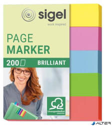 SIGEL Jelölőcímke, papír, 5x40 lap, 12x50 mm, SIGEL "Brilliant Mini", vegyes szín (HN625) - alter
