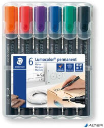 STAEDTLER Alkoholos marker készlet, 2 mm, kúpos, STAEDTLER "Lumocolor® 352", 6 különböző szín (352 WP6) - alter