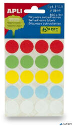 APLI Etikett, 19 mm kör, kézzel írható, színes, APLI, vegyes színek, 100 etikett/csomag (7109) - alter