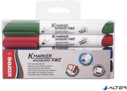 Kores Tábla- és flipchart marker készlet, 3-5 mm, vágott, KORES "K-Marker XW2", 4 különböző szín (20845) - alter