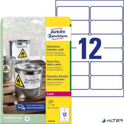 Avery Zweckform Etikett, 99, 1x42, 3 mm, poliészter, időjárásálló, AVERY ZWECKFORM, fehér, 240 etikett/csomag (L4776-20) - alter