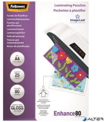 Fellowes Meleglamináló fólia, 80 mikron, A4, fényes, 25 db, FELLOWES (5396205) - alter