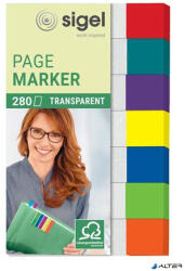SIGEL Jelölőcímke, műanyag, 7x40 lap, 12x50 mm, SIGEL "Clear Mini", vegyes szín (HN677) - alter