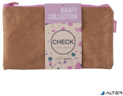 APLI Rendszerező tasak, cipzáras, bőrhatású textúra, műanyag, DL, APLI 'Kraft', vegyes színű cipzár (19156)