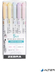 Zebra Szövegkiemelő készlet, 1, 4/4 mm, kétvégű, ZEBRA "Mildliner Highlighter Gentle", 5 különböző szín (78705) - alter