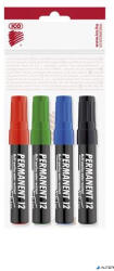 ICO Alkoholos marker készlet, 1-4 mm, vágott, ICO "Permanent 12", 4 különböző szín (9580008001) - alter