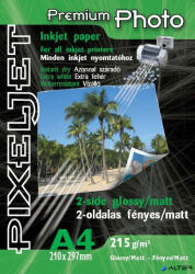 PIXELJET Tintasugaras fotópapír Premium Photo, kétoldalas, fényes, /matt, 215g, A4 210x297 mm, 200 lap