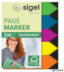 Sigel Jelölőcímke, műanyag, 5x40 lap, 12x45 mm, SIGEL 'Nyilak', vegyes szín (HN613)