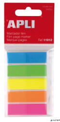 APLI Jelölőcímke, műanyag, 5x25 lap, 12x45 mm, APLI, 5 szín (11912) - alter