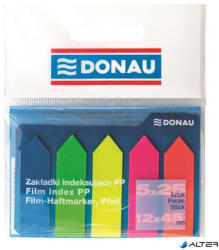 DONAU Jelölőcímke, műanyag, nyíl forma, 5x25 lap, 12x45 mm, DONAU, neon szín (7556001PL-99) - alter