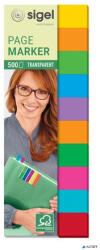 Sigel Jelölőcímke, műanyag, 10x50 lap, 44x12, 5 mm, SIGEL, vegyes színek (HN684) - alter