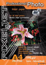 PIXELJET Tintasugaras fotópapír Professional Photo, szatin, , 195g, A4 210x297 mm, 10 lap (Pro Photo 195/10 S)
