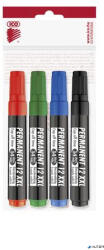 ICO Alkoholos marker készlet, 1-4 mm, vágott, ICO "Permanent 12 XXL", 4 különböző szín (9580082004)
